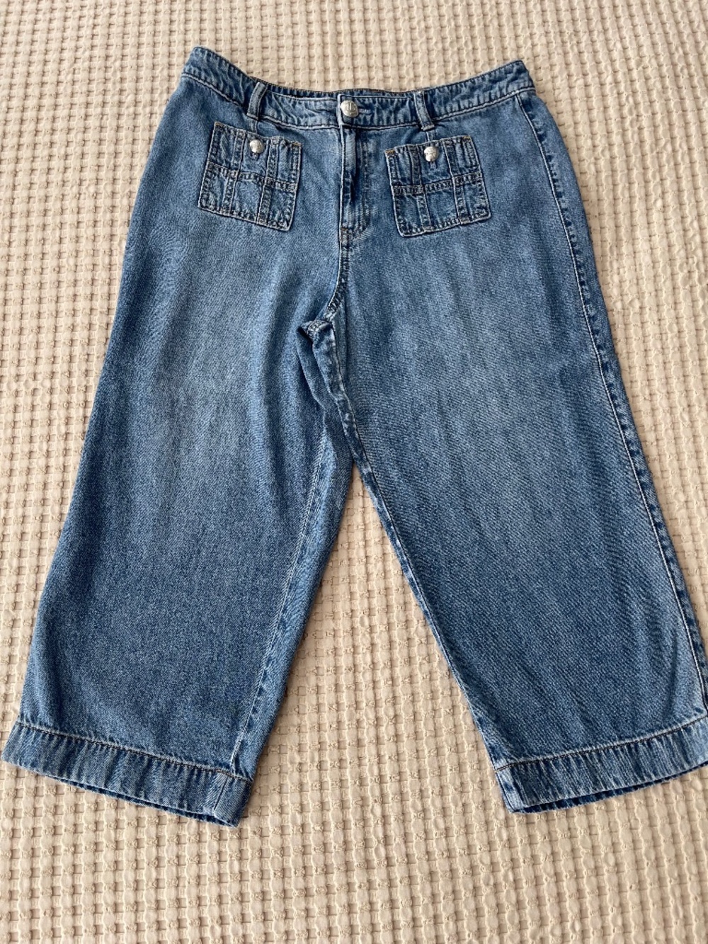 Talbots Ella Wash Wide Crop Jeans Women's 12P Petite Wide Leg